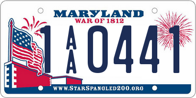 MD license plate 1AA0441