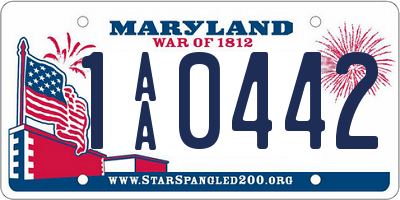 MD license plate 1AA0442