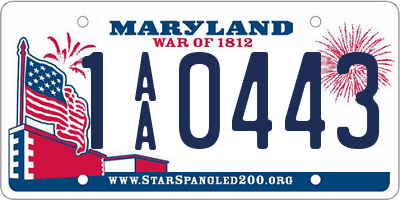 MD license plate 1AA0443