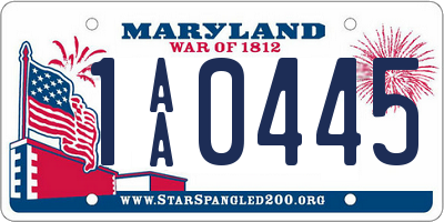 MD license plate 1AA0445