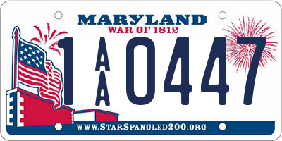 MD license plate 1AA0447