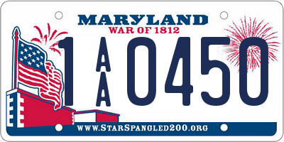 MD license plate 1AA0450