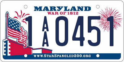 MD license plate 1AA0451