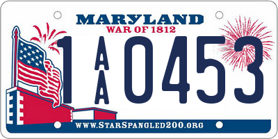 MD license plate 1AA0453