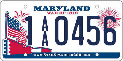 MD license plate 1AA0456