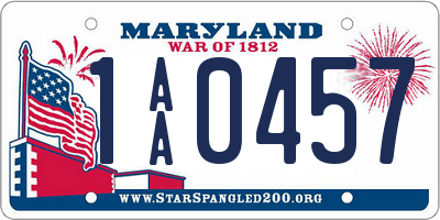 MD license plate 1AA0457