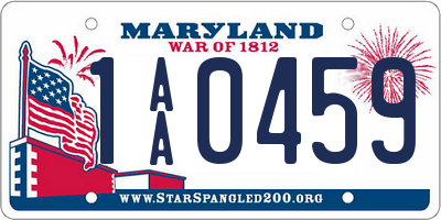 MD license plate 1AA0459