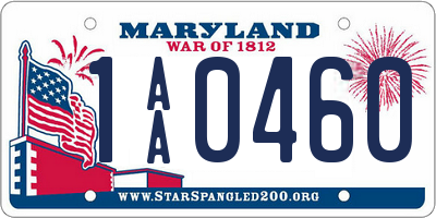 MD license plate 1AA0460