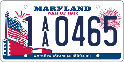 MD license plate 1AA0465