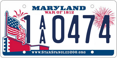 MD license plate 1AA0474