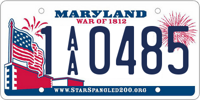 MD license plate 1AA0485