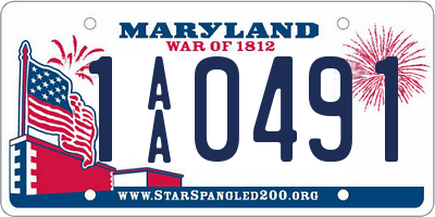 MD license plate 1AA0491