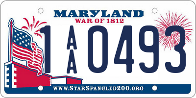 MD license plate 1AA0493