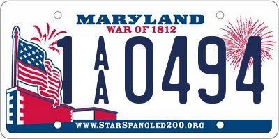 MD license plate 1AA0494