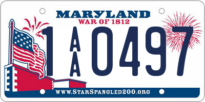 MD license plate 1AA0497