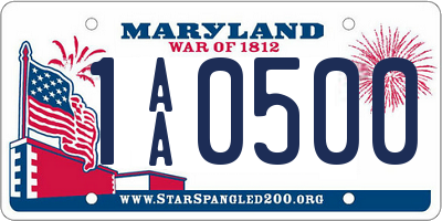 MD license plate 1AA0500