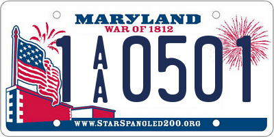 MD license plate 1AA0501