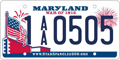 MD license plate 1AA0505