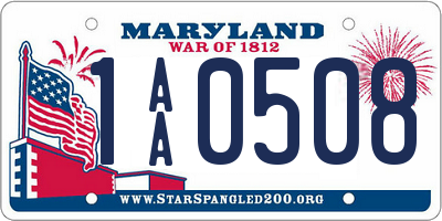 MD license plate 1AA0508