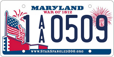 MD license plate 1AA0509