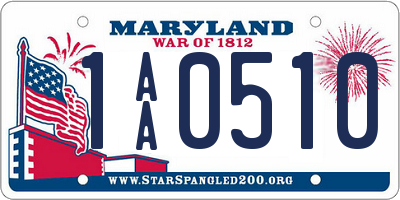 MD license plate 1AA0510