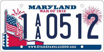 MD license plate 1AA0512