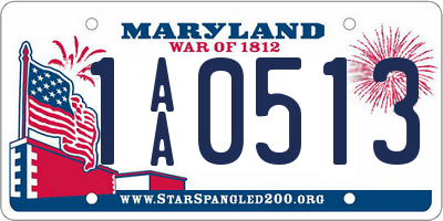 MD license plate 1AA0513