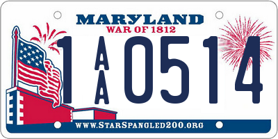 MD license plate 1AA0514