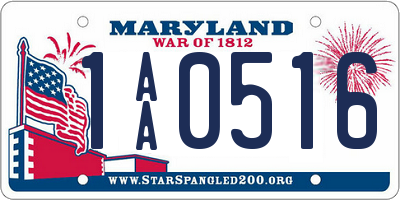 MD license plate 1AA0516