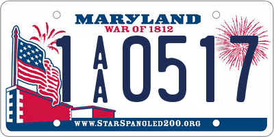 MD license plate 1AA0517