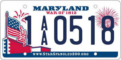 MD license plate 1AA0518