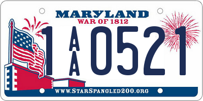 MD license plate 1AA0521