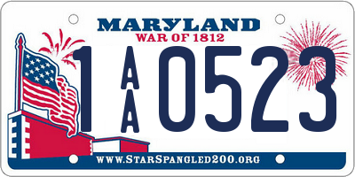 MD license plate 1AA0523