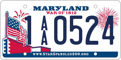 MD license plate 1AA0524