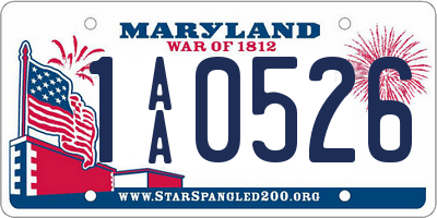 MD license plate 1AA0526