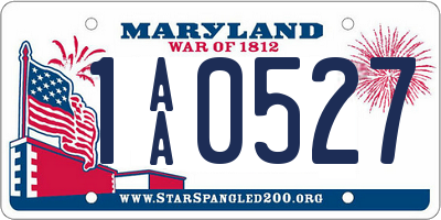 MD license plate 1AA0527