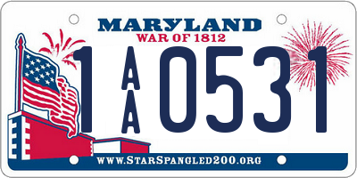 MD license plate 1AA0531