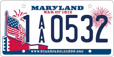 MD license plate 1AA0532