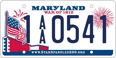 MD license plate 1AA0541