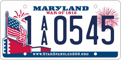 MD license plate 1AA0545