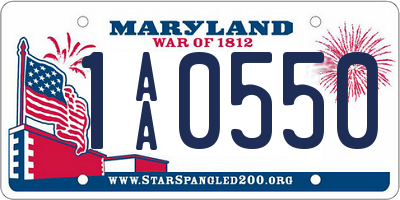 MD license plate 1AA0550