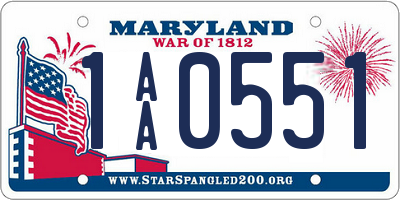 MD license plate 1AA0551