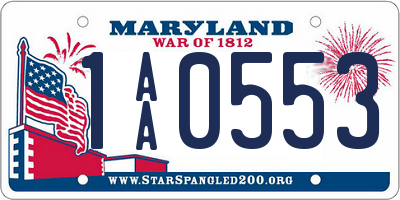 MD license plate 1AA0553