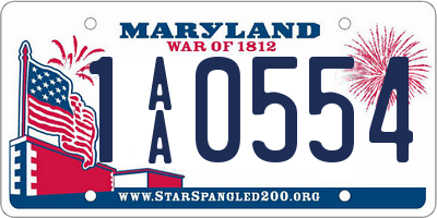 MD license plate 1AA0554