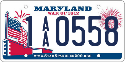 MD license plate 1AA0558