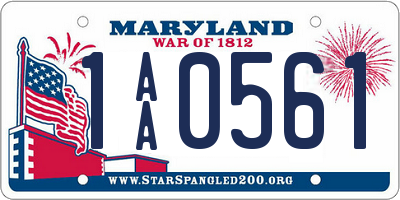 MD license plate 1AA0561