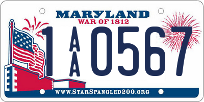 MD license plate 1AA0567