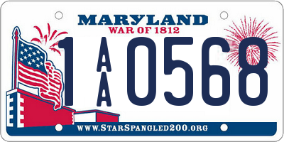 MD license plate 1AA0568