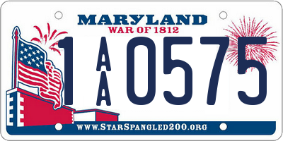 MD license plate 1AA0575