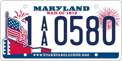 MD license plate 1AA0580